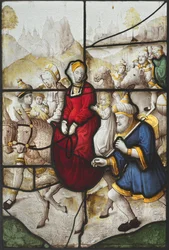 Jakub wraca do Kanaanu z Rachael i Leą ścigani przez Labana, 1525.
