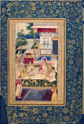 Jahangir i książę Khurram z Nur Jahanem, c1624-1625