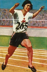 Japońska lekkoatletka Kinue Hitomi zdobywa srebrny medal na 800 metrów kobiet, 1928.