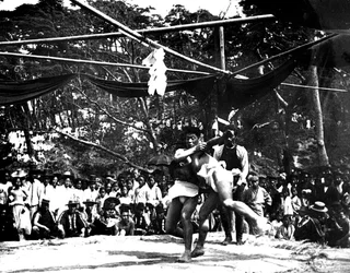 Japońskie zapasy sumo, Korea, 1900