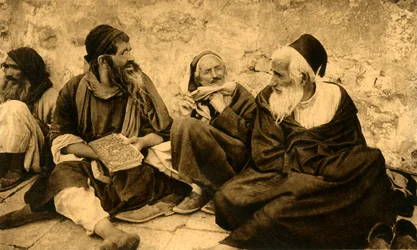Jerozolima - Żydzi pod Ścianą Płaczu, c1918-c1939.