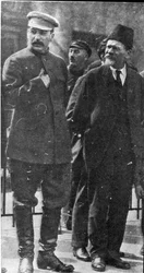 Józef Stalin i Michaił Kalinin, przywódcy radzieccy, lata 30. XX wieku