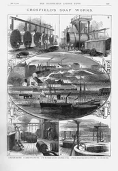 Fabryka mydła Joseph Crosfield and Sons w Bank Quay, Warrington, Cheshire, 1886