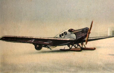 Samolot Junkers F13 L z płozami śnieżnymi, lata 20., 1932.