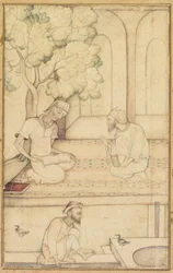 Kabir i Dwóch Naśladowców na tarasie prosto, Kaligrafia odw. 1610-1620.