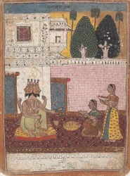 Khambavati Ragini... z rozproszonej girlandy trybów muzycznych z serii Ragamala, 1700-1725.