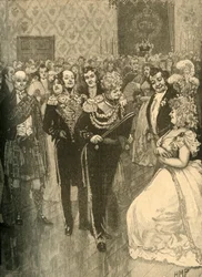 Król Jerzy IV trzymający groblę w Pałacu Holyrood, Edynburg, 1822/1890.