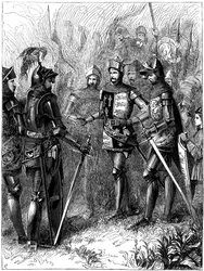 Król Henryk V 1387-1422 i Sire de Helly w Agincourt, 1415