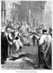 Król Jan 1167-1216 klęczący przed legatem papieża, 1213