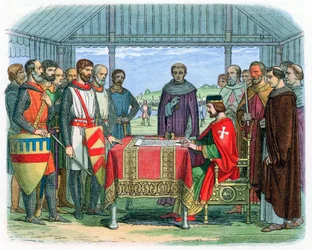 Król Jan podpisujący Magna Carta w Runnymede, Surrey, 15 czerwca 1215 1864