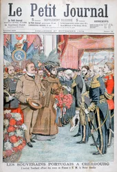 Król i królowa Portugalii, podarowany kwiatami przez admirała Toucharda, 1904