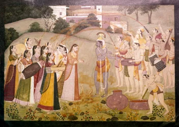 Kryszna świętuje wiosenne święto Holi, c1770-1780