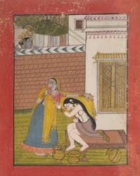 Kryszna szpieguje na Radha, ca. 1780-90.
