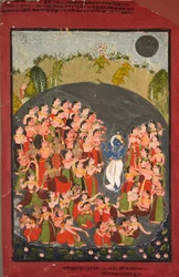 Krishna and the Gopi Gather dla Rasamandali, ok. 1930 1720-1730.