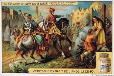 La Jerusalem delivree par le Tasse, Clorinde uratowany przed spaleniem. 19 wiek
