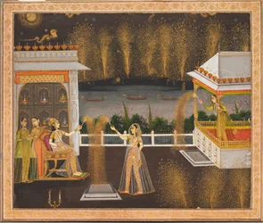 Panie świętujące Diwali, c. 1760.