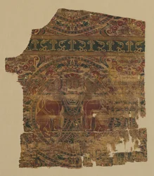 Lampa z dusicielem lwów z dalmatyki św. Bernarda Calvo, 1200-1243.