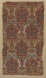 Lampy z łukami palmetowymi ze wzorem ściennym Alhambra, 1300s.