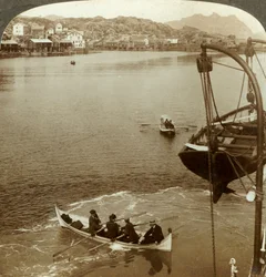 Lądowanie z parowca w krainie arktycznej, Svolvaer, Lofoty, Północna Norwegia, c1905.