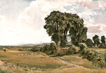 Krajobraz, okolice Wareham, Dorset - szkic plenerowy, ok. 1900.