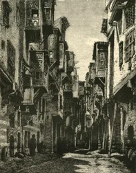 Zaułek w dzielnicy koptów, Kair, 1890.