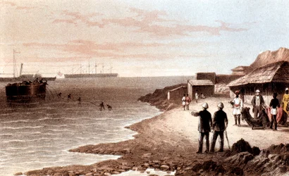 Układanie kabla telegraficznego przez Ocean Indyjski między Bombajem a Adenem, 1870 r