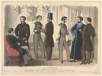 Le Progrès, dla Biuletynu Mody, Nowy Jork, nr 110, z Modes de Paris, luty 1859.