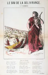 Arkusz karykatury i pieśni Le Sou de la Delivrance, wojna francusko-pruska, 1870-1871