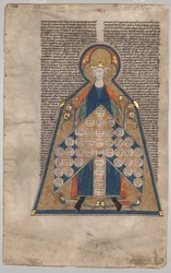 Liść wycięty z Henryka z Segusios Summa Aurea: Tablica pokrewieństwa, c. 1280.