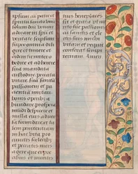 Kartka z Księgi godzin: tekst z ilustrowaną ramką wers. 1510.
