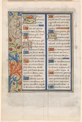 Kartka z Księgi godzin: tekst z ilustrowaną ramką wers. 1510.
