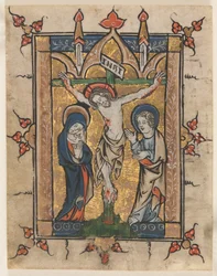 Liść z psałterza: Ukrzyżowanie, c. 1300-1330.