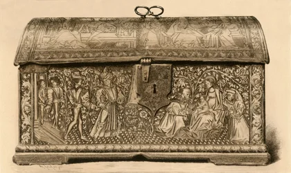Kufer skórzany z dekoracją żłobioną, XV w., 1903 r.