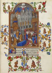 Les Très Riches Heures du Duc de Berry, Folio 158r - Msza wigilijna