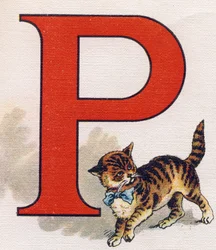 Litera P: mały kot. Grawerowanie w "ABC L