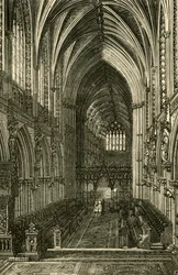 Wnętrze katedry w Lichfield, patrząc na zachód, 1898.