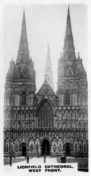 Katedra w Lichfield, front zachodni, Staffordshire, ok. 1920 r.