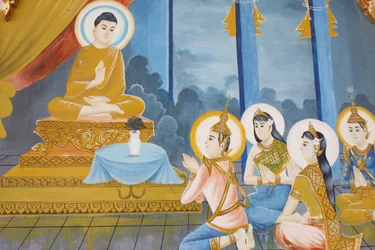 Życie Buddy Nauczanie dharmy swojej rodzinie, Siem Reap, Kambodża
