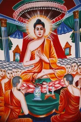 Życie Buddy Instruowanie arahantów zgromadzenia, Siem Reap, Kambodża