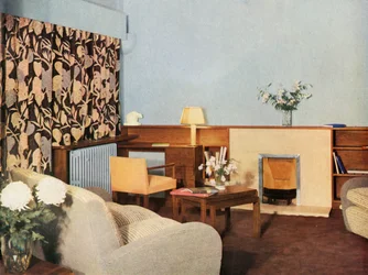 Salon w mieszkaniu panny Dinshaws, Stockleigh Hall, Regents Park, Gordon Russell Ltd., 1937