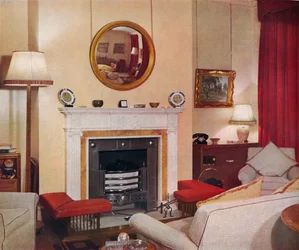 Salon w mieszkaniu przy ul. Św. Jakuba, S.W.1, c1939