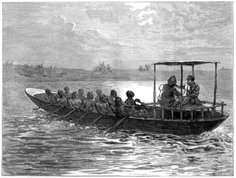 Livingstone i Stanley idący z Ujiji do rzeki Rusizi, 1871