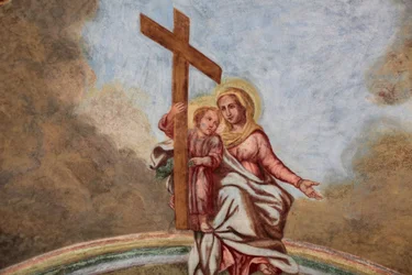 Fresk kościoła Loreto: Maryja, Jezus i krzyż Praga Czechy