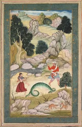 Pożegnanie kochanków, Strona z Księgi Bajek, c. 1590-95.