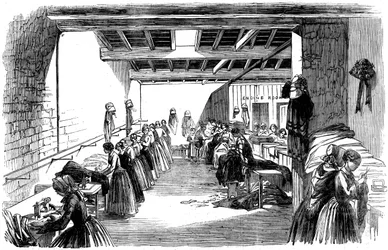 Maszynownia w parowej szwalni, 1854