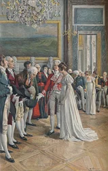 Madame Bonaparte przyjmuje ambasadorów w Tuileries, 1896 r