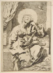 Madonna z Dzieciątkiem z ptakiem, kopia w odwrotnej kolejności za Cantarini, ok. 1900 r. 1635-1636 lub później.