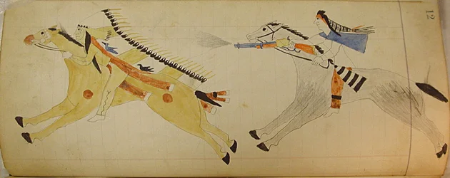 Maffet Ledger: Dwóch Indian konnych, ca. 1874-81.