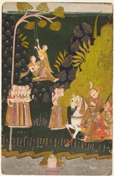 Maharaja Abhai Singh, Jeździectwo, Oglądanie huśtających się dziewcząt na festiwalu Teej, ok. 1930 r. 1740.