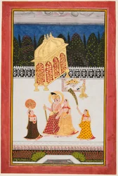 Maharana Ari Singh ok. 1761-73 i jego małżonka na tarasie, ok. 1761-73. 1761.